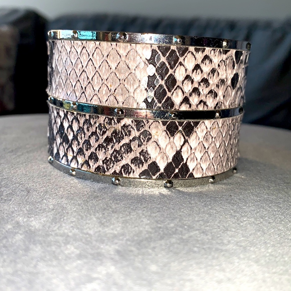 Snakeskin print silvertone bracelet